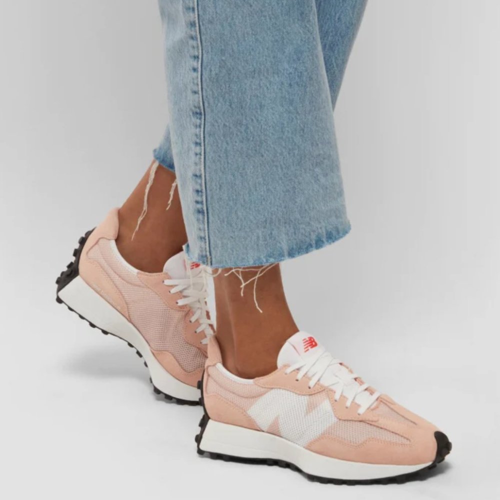 NEW BALANCE 327 Casual Women's Sneakers Shoes Powder Blush Rose White size 7 - Picture 11 of 12